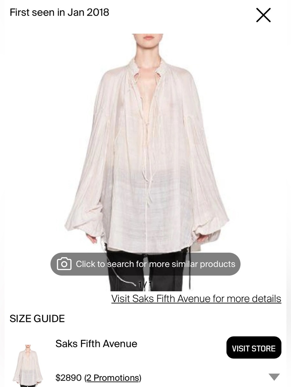 Authentic Saint Laurent Sheer Cream Drawstring Peasant Top